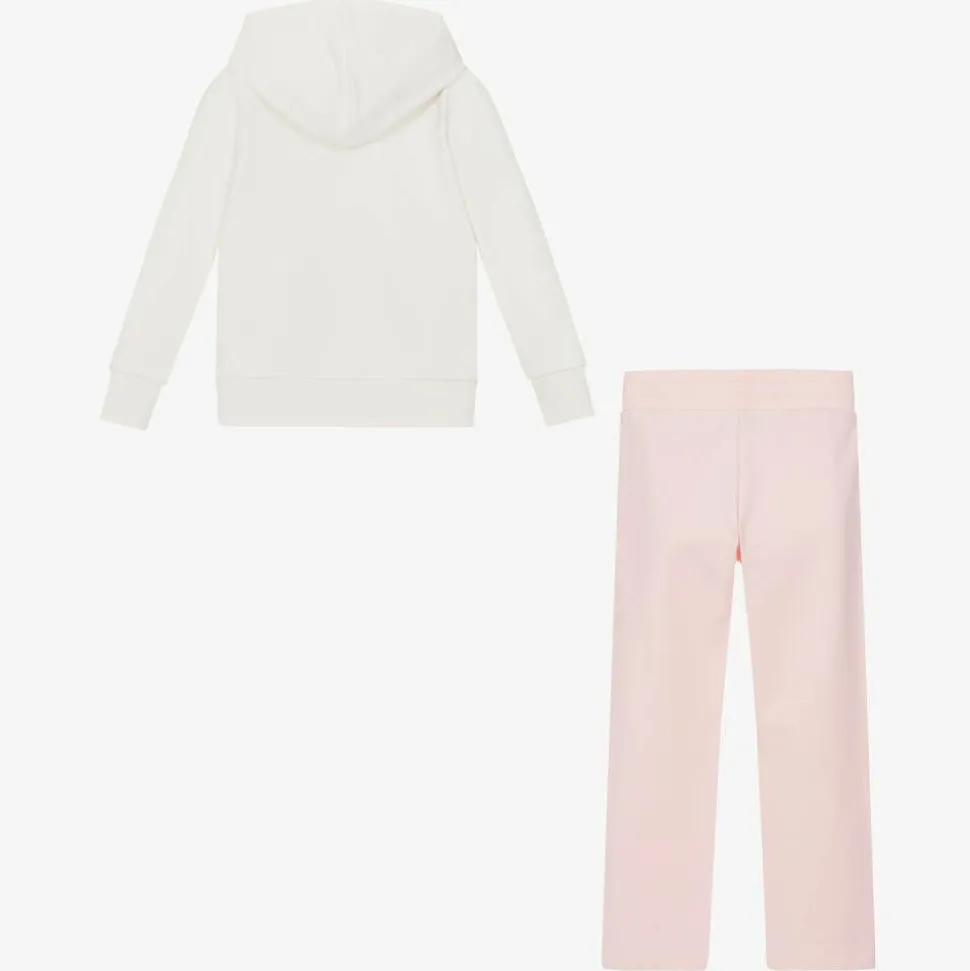 Girls Pink & Ivory Cotton Tracksuit