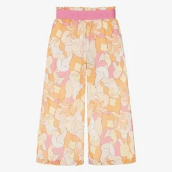 Girls Pink & Orange Cotton Trousers
