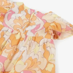 Girls Pink & Orange Cotton Dress