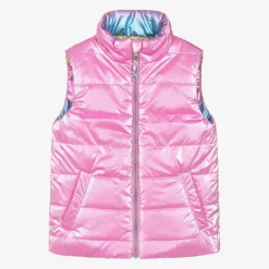 Girls Pink & Rainbow Reversible Gilet