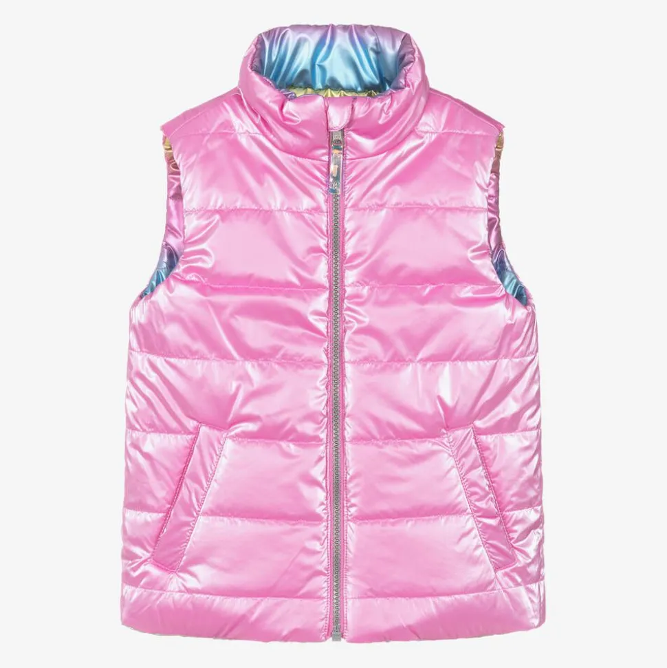 Girls Pink & Rainbow Reversible Gilet