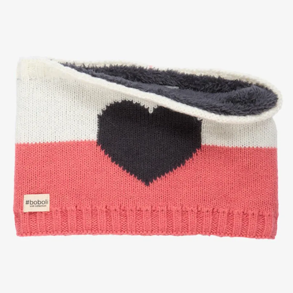 Girls Pink & White Heart Snood