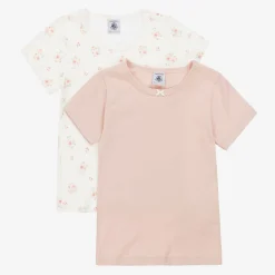 Girls Pink & White Organic Cotton Vests (2 Pack)