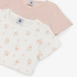 Girls Pink & White Organic Cotton Vests (2 Pack)