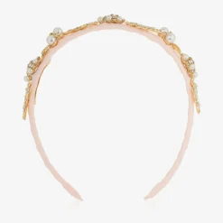 Girls Pink & Diamanté Leaves Hairband