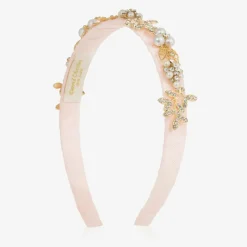 Girls Pink & Diamanté Leaves Hairband
