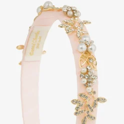 Girls Pink & Diamanté Leaves Hairband