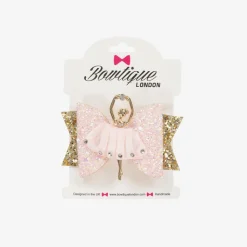 Girls Pink & Gold Ballerina Hair Clip (8cm)