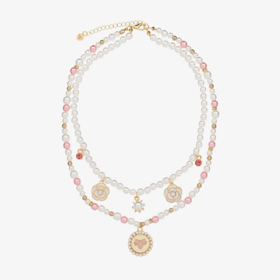 Girls Pink & White Pearl Necklace (41cm)