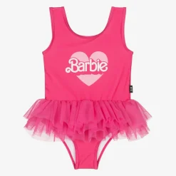 Girls Pink Barbie Tutu Swimsuit