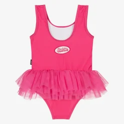Girls Pink Barbie Tutu Swimsuit