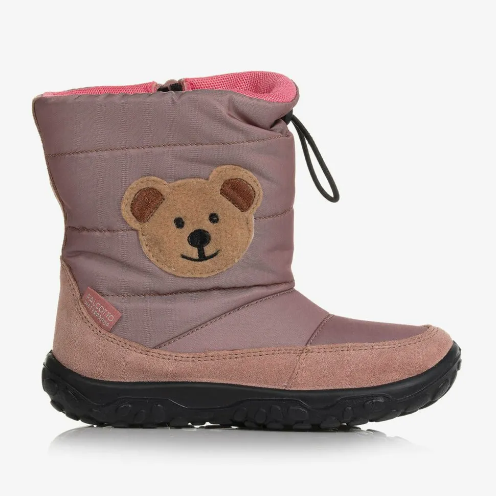 Girls Pink Bear Snow Boots