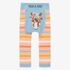 Girls Pink Bella The Horse Striped Leggings