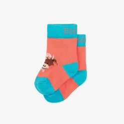 Girls Pink Bonnie Highland Cow Socks