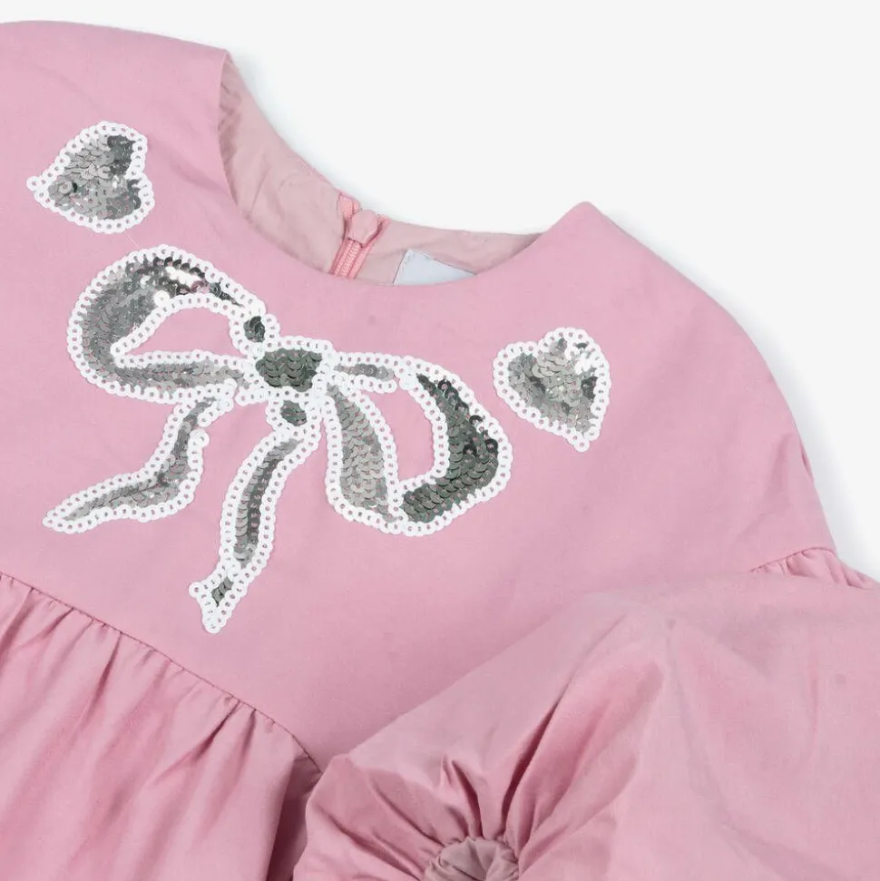 Girls Pink Bubble Hem Dress