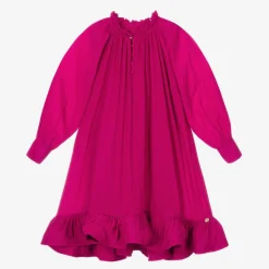 Girls Pink Charmeuse Ruffle Dress