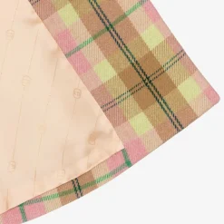 Girls Pink Check Wool Coat