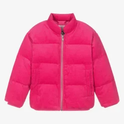 Girls Pink Corduroy Puffer Jacket