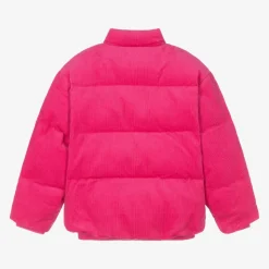 Girls Pink Corduroy Puffer Jacket