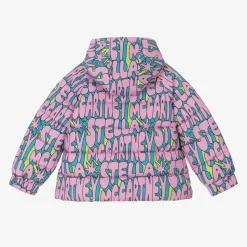 Girls Pink Cosmic Hooded Puffer Jacket
