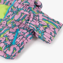 Girls Pink Cosmic Hooded Puffer Jacket