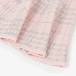 Girls Pink Cotton & Lurex Check Skirt Set