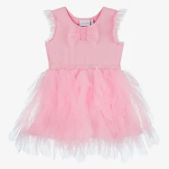Girls Pink Cotton & Tulle Dress