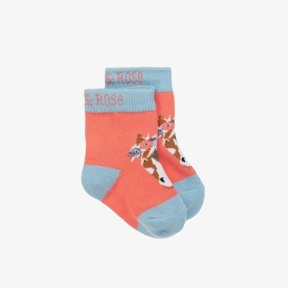 Girls Pink Cotton Bella The Horse Socks