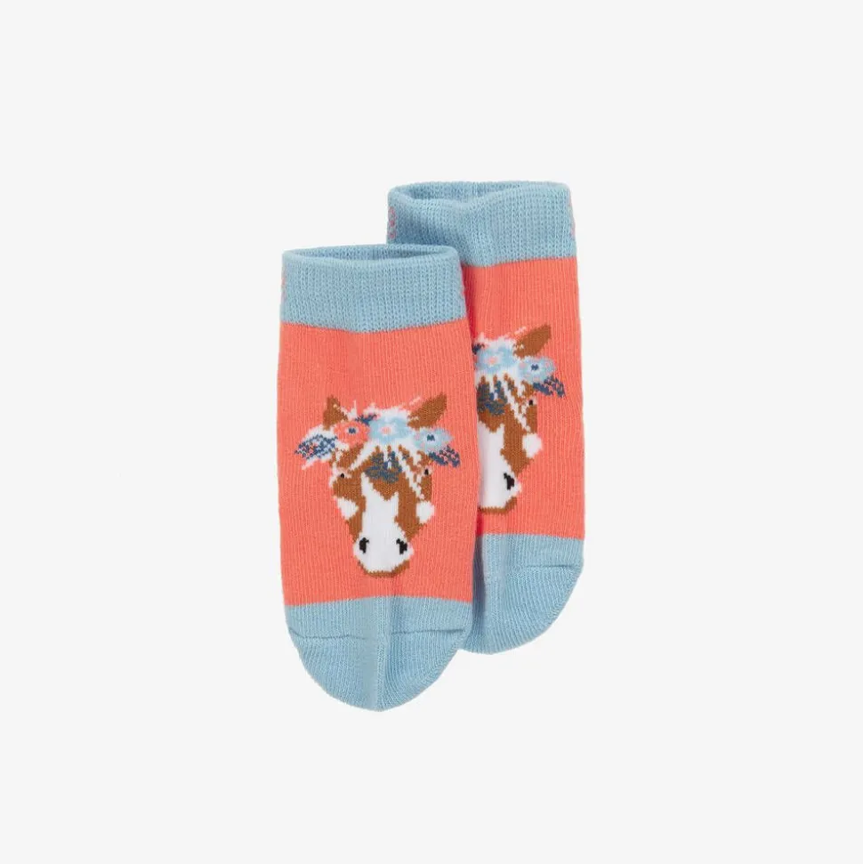 Girls Pink Cotton Bella The Horse Socks