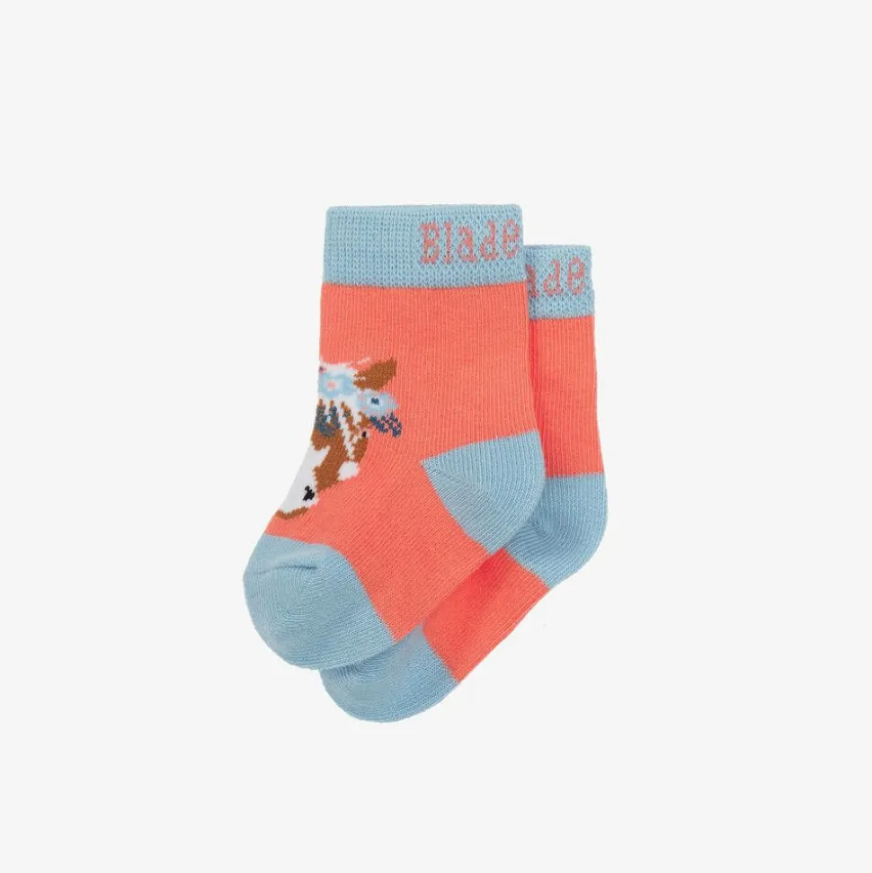 Girls Pink Cotton Bella The Horse Socks
