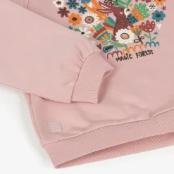 Girls Pink Cotton Collared Sweatshirt