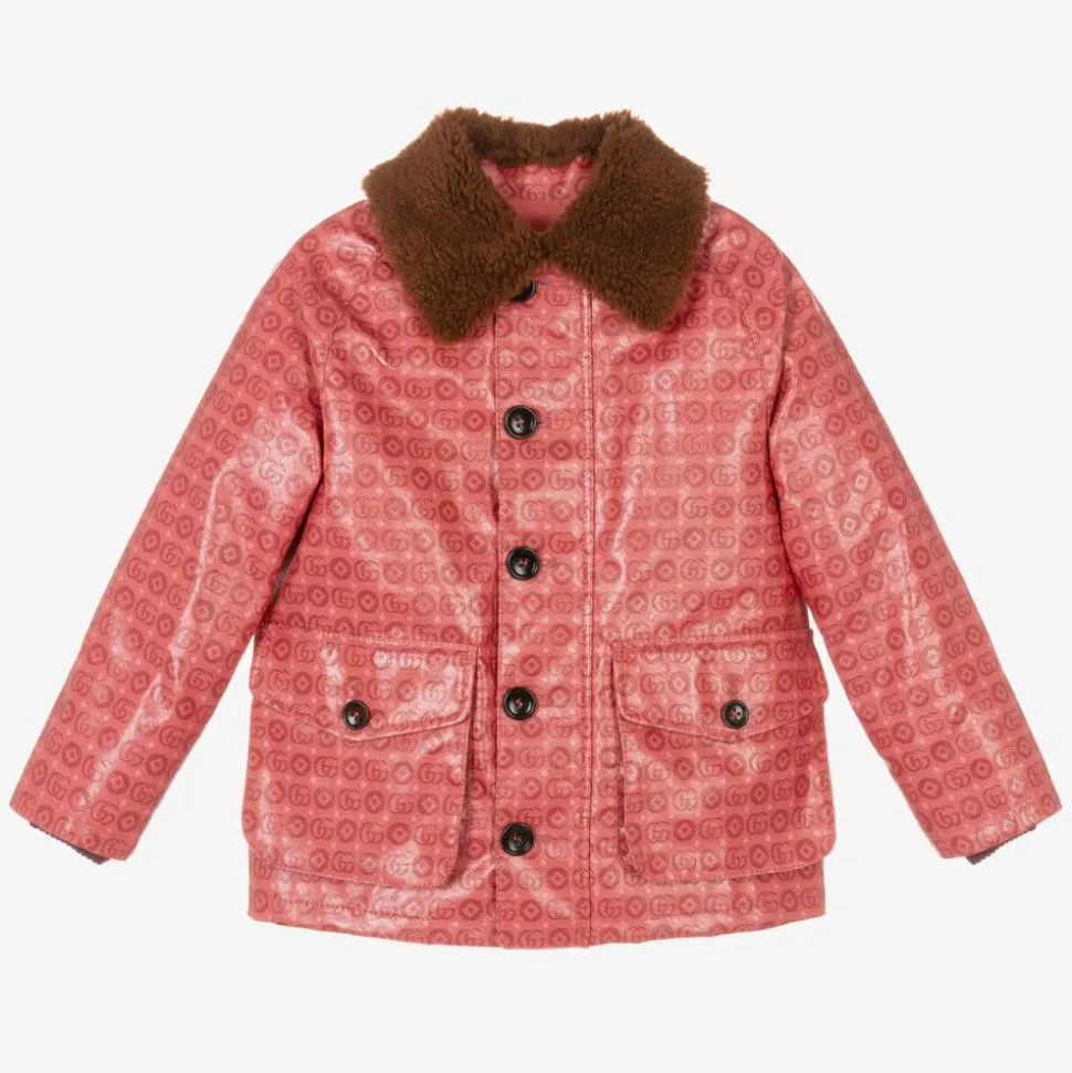 Girls Pink Cotton Double G Jacket