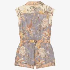 Girls Pink Cotton Floral Playsuit