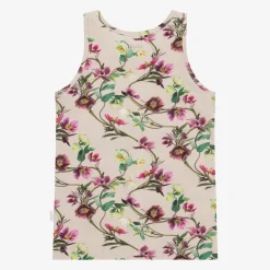 Girls Pink Cotton Floral Vests (2 Pack)