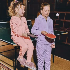 Girls Pink Cotton Frilled Tracksuit