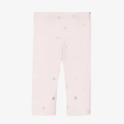 Girls Pink Cotton 4G Logo Leggings
