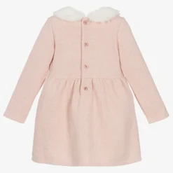 Girls Pink Cotton Herringbone Dress