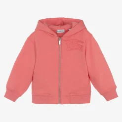Girls Pink Cotton Hoodie