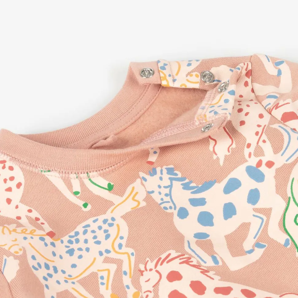 Girls Pink Cotton Horse Tracksuit