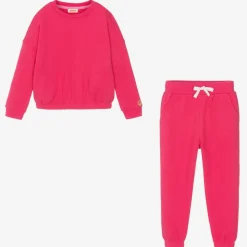Girls Pink Cotton Jersey Tracksuit