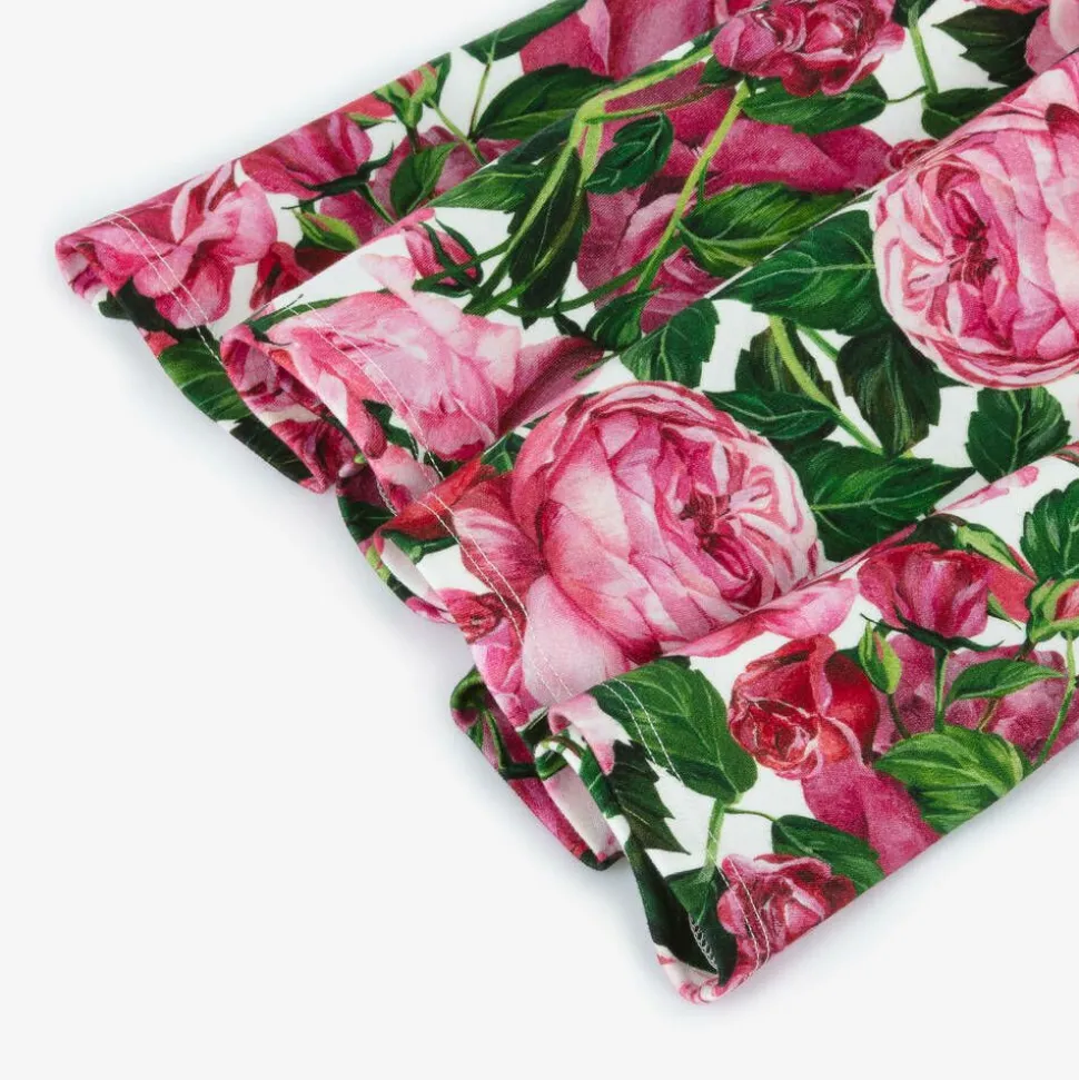 Girls Pink Cotton Jersey Floral Dress