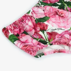 Girls Pink Cotton Jersey Floral Dress