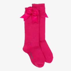 Girls Pink Cotton Knee Length Socks