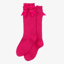 Girls Pink Cotton Knee Length Socks