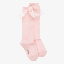 Girls Pink Cotton Knee Length Socks