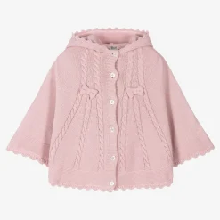 Girls Pink Cotton Knit Cape
