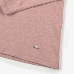 Girls Pink Cotton Knit Roll Neck Sweater