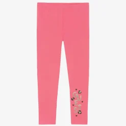 Girls Pink Cotton Leggings