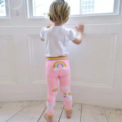 Girls Pink Cotton Leggings