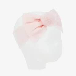 Girls Pink Cotton Pom-Pom Headband